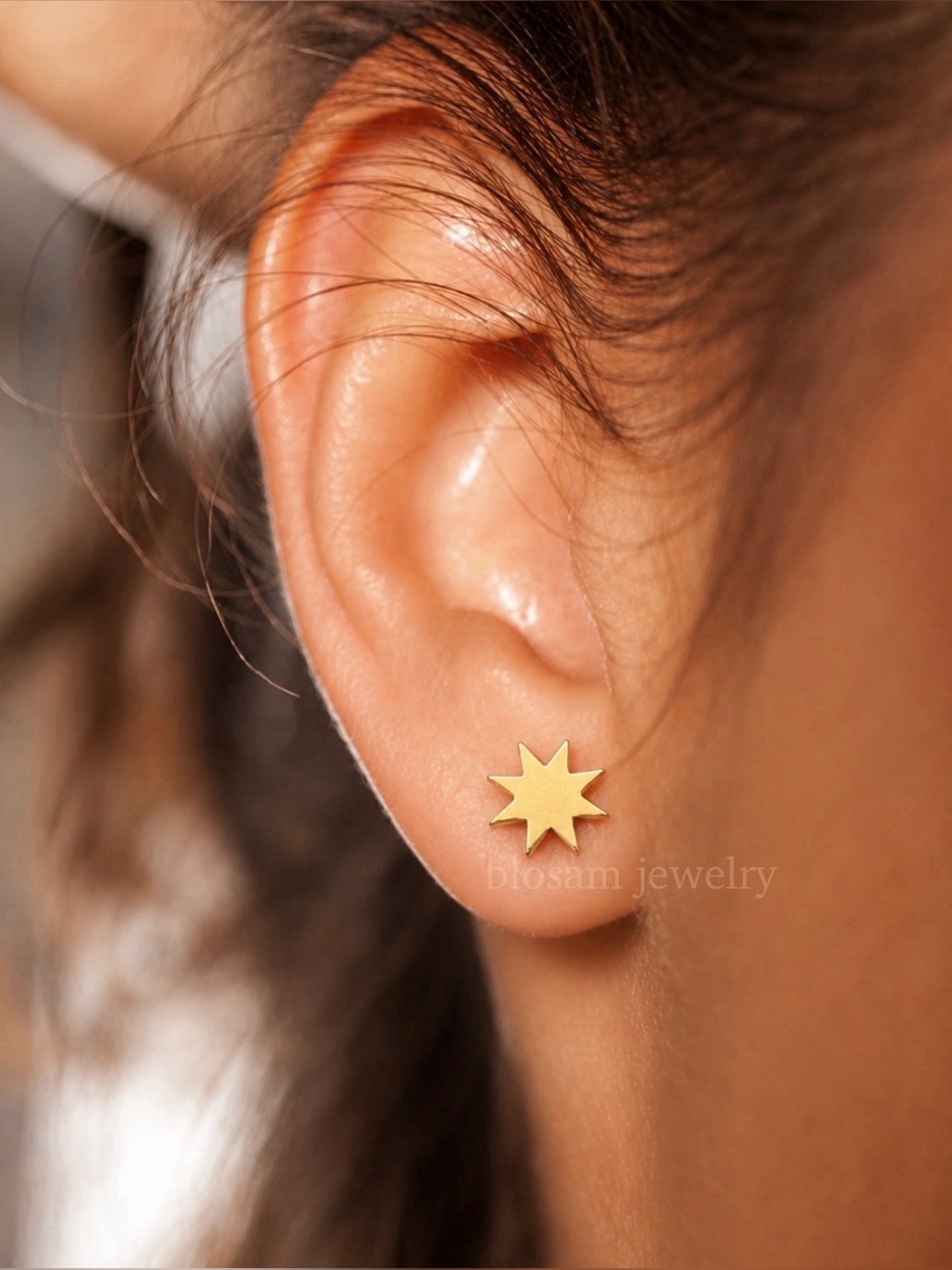 14K Gold Filled Sunburst Sun Starburst Star Stud Earrings